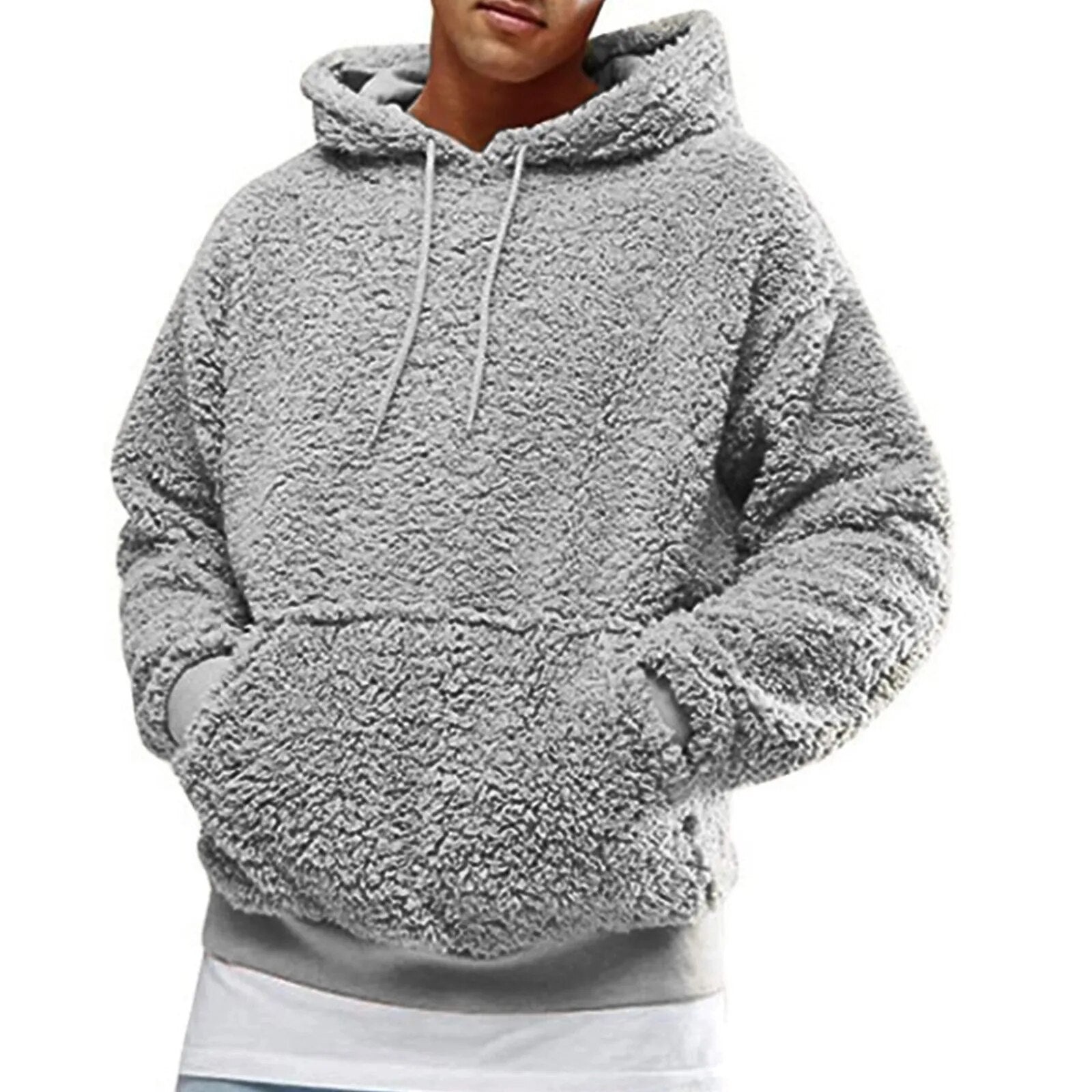  Warm hooded fleece wool men's sweatshirt            