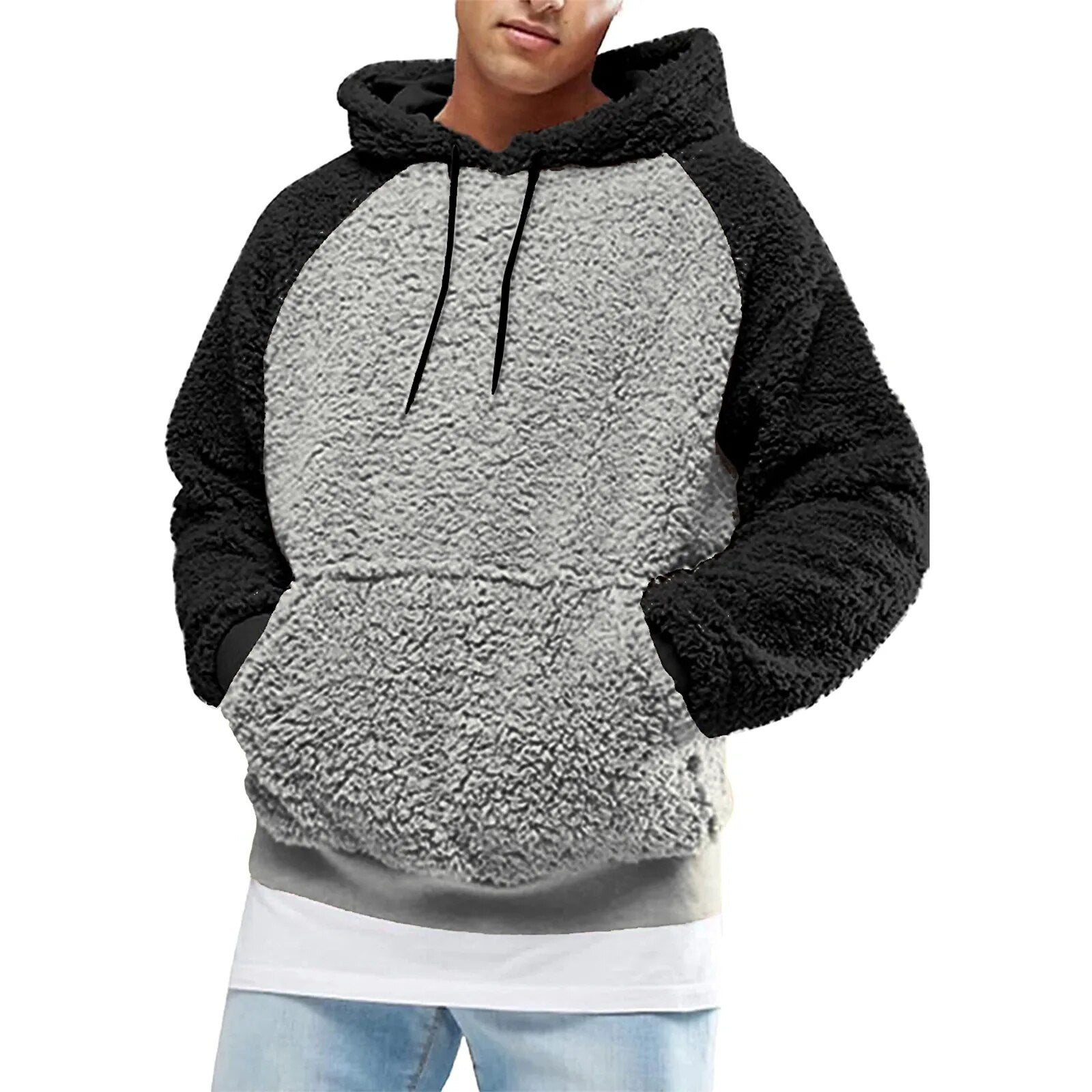  Warm hooded fleece wool men's sweatshirt            