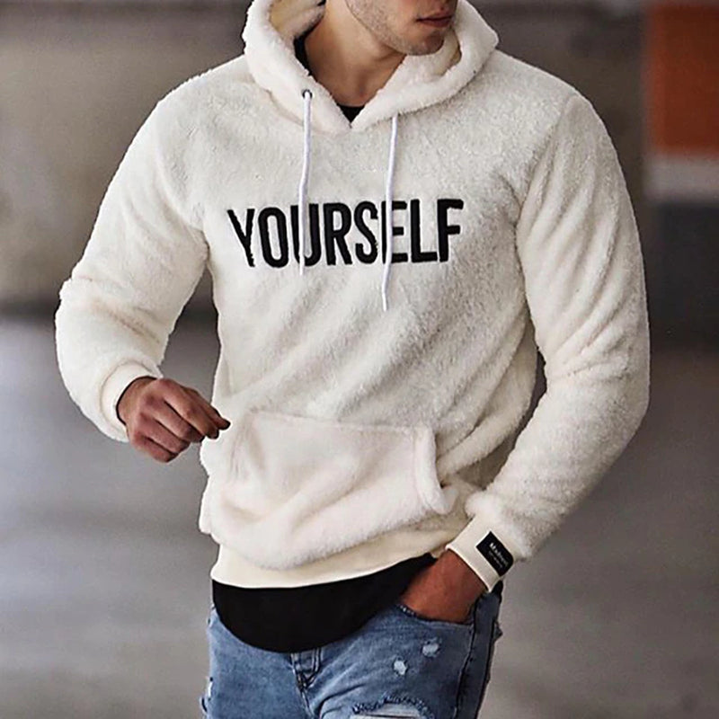  Warm hooded fleece wool men's sweatshirt            