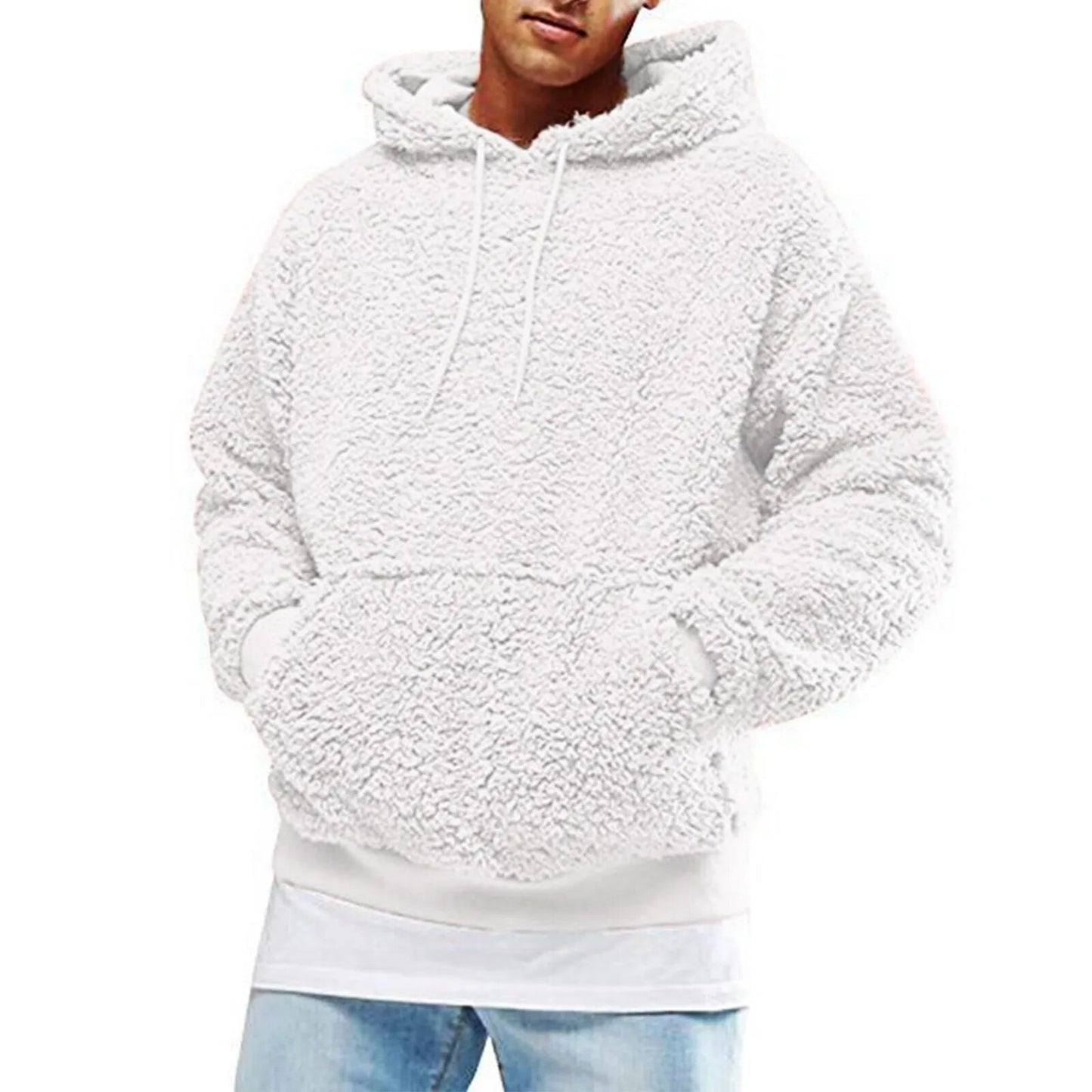  Warm hooded fleece wool men's sweatshirt            